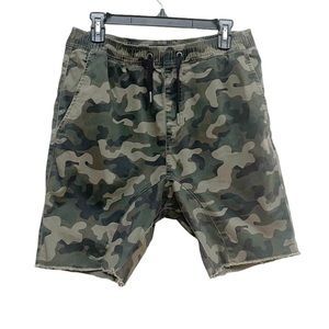 Zanerobe Sureshot Slim Fit Camo Shorts Waist Drawstring Raw Hem Size 34